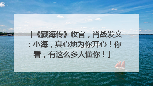 《藏海传》收官，肖战发文：小海，真心地为你开心！你看，有这么多人懂你！
