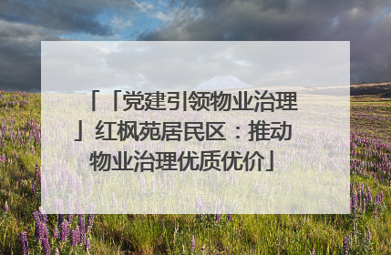 「党建引领物业治理」红枫苑居民区：推动物业治理优质优价