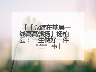 「党旗在基层一线高高飘扬」杨柏云：一生做好一件“兰”事