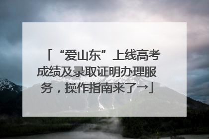 “爱山东”上线高考成绩及录取证明办理服务，操作指南来了→