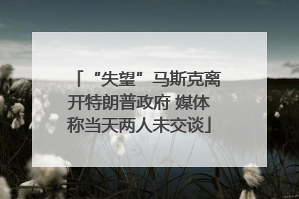 “失望”马斯克离开特朗普政府 媒体称当天两人未交谈