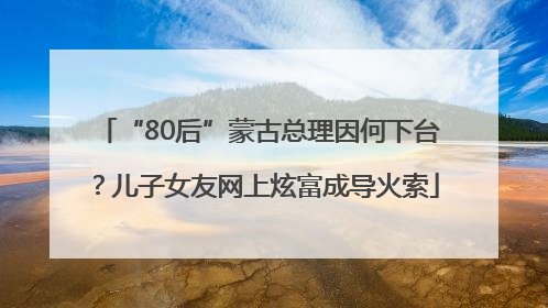 “80后”蒙古总理因何下台？儿子女友网上炫富成导火索