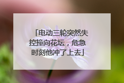 电动三轮突然失控撞向花坛，危急时刻他冲了上去