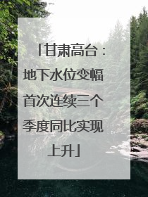 甘肃高台：地下水位变幅首次连续三个季度同比实现上升