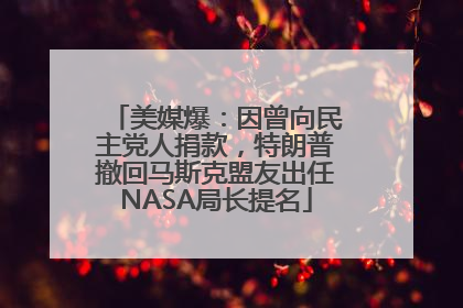 美媒爆：因曾向民主党人捐款，特朗普撤回马斯克盟友出任NASA局长提名