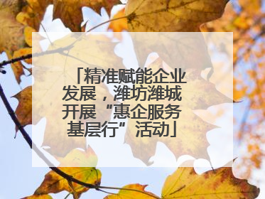 精准赋能企业发展，潍坊潍城开展“惠企服务基层行”活动