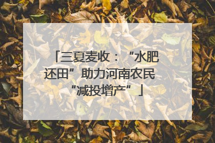 三夏麦收：“水肥还田”助力河南农民“减投增产”