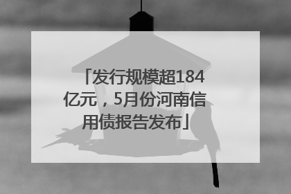 发行规模超184亿元，5月份河南信用债报告发布