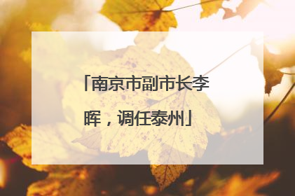 南京市副市长李晖，调任泰州