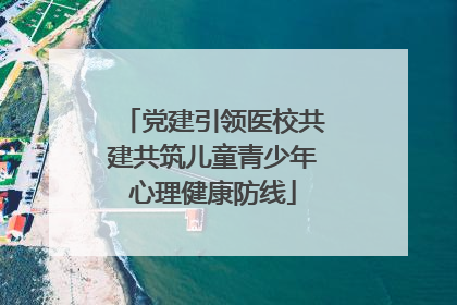 党建引领医校共建共筑儿童青少年心理健康防线