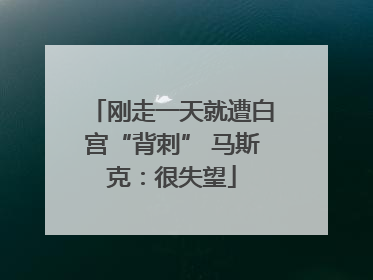 刚走一天就遭白宫“背刺” 马斯克：很失望