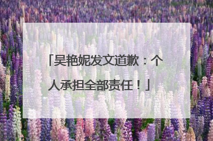 吴艳妮发文道歉：个人承担全部责任！