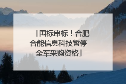 围标串标！合肥合能信息科技暂停全军采购资格