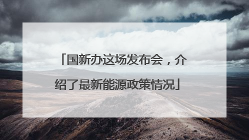 国新办这场发布会，介绍了最新能源政策情况