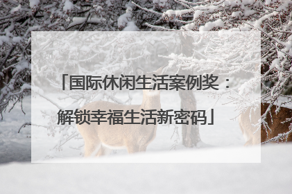 国际休闲生活案例奖：解锁幸福生活新密码