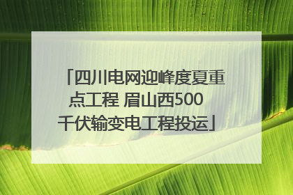 四川电网迎峰度夏重点工程 眉山西500千伏输变电工程投运