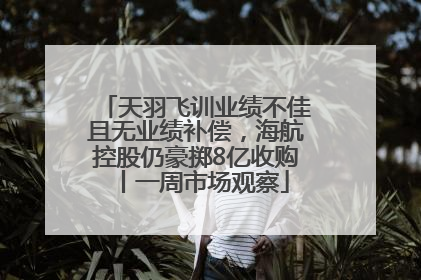 天羽飞训业绩不佳且无业绩补偿,海航控股仍豪掷8亿收购丨一周市场观察