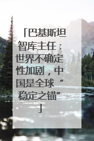 巴基斯坦智库主任：世界不确定性加剧，中国是全球“稳定之锚”