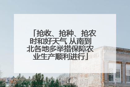 抢收、抢种、抢农时和好天气 从南到北各地多举措保障农业生产顺利进行