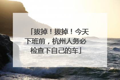 拔掉！拔掉！今天下班前，杭州人务必检查下自己的车