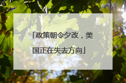 政策朝令夕改，美国正在失去方向
