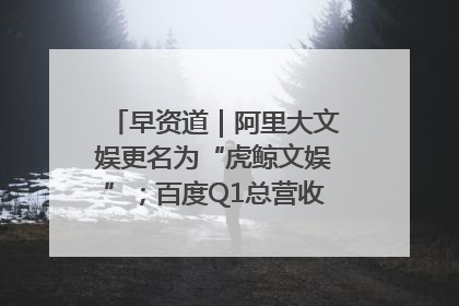早资道｜阿里大文娱更名为“虎鲸文娱”；百度Q1总营收325亿元超预期