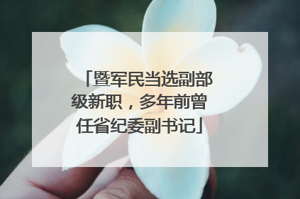 暨军民当选副部级新职，多年前曾任省纪委副书记