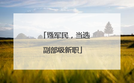 暨军民，当选副部级新职