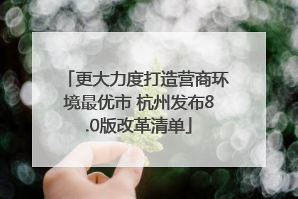 更大力度打造营商环境最优市 杭州发布8.0版改革清单