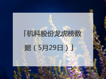 机科股份龙虎榜数据（5月29日）