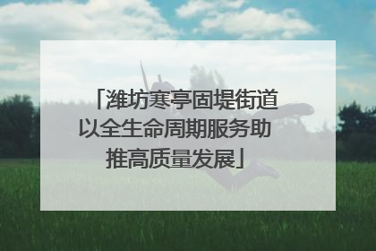 潍坊寒亭固堤街道以全生命周期服务助推高质量发展