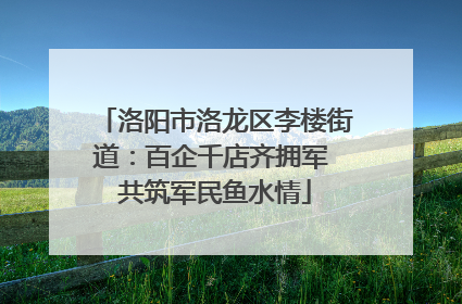 洛阳市洛龙区李楼街道：百企千店齐拥军 共筑军民鱼水情