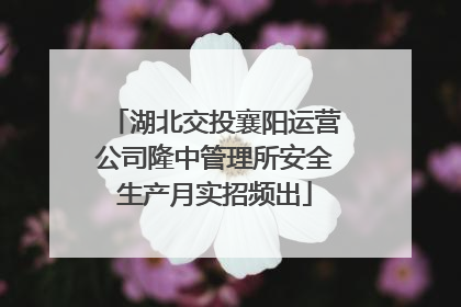 湖北交投襄阳运营公司隆中管理所安全生产月实招频出