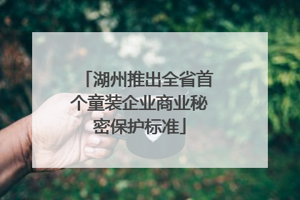 湖州推出全省首个童装企业商业秘密保护标准