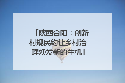 陕西合阳：创新村规民约让乡村治理焕发新的生机